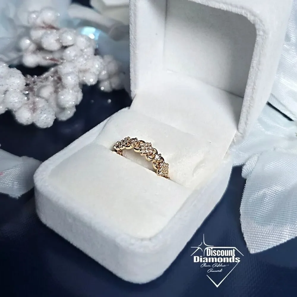 Baguette Diamond Cocktail or Wedding Ring 18K Gold on 925 Sterling Silver